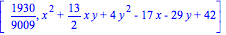 [1930/9009, x^2+13/2*x*y+4*y^2-17*x-29*y+42]